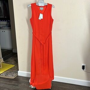 Sleeveless Orange Maxi Dress